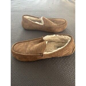 UGG Ascot Men's Chestnut Suede Shearling Moccasin Slippers Size 10 - 1115149